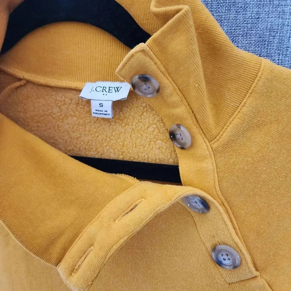 J. Crew Sweatshirt Women's Size Small Sunflower Gold/Yellow 4 Button Mock Neck - Picture 6 of 9